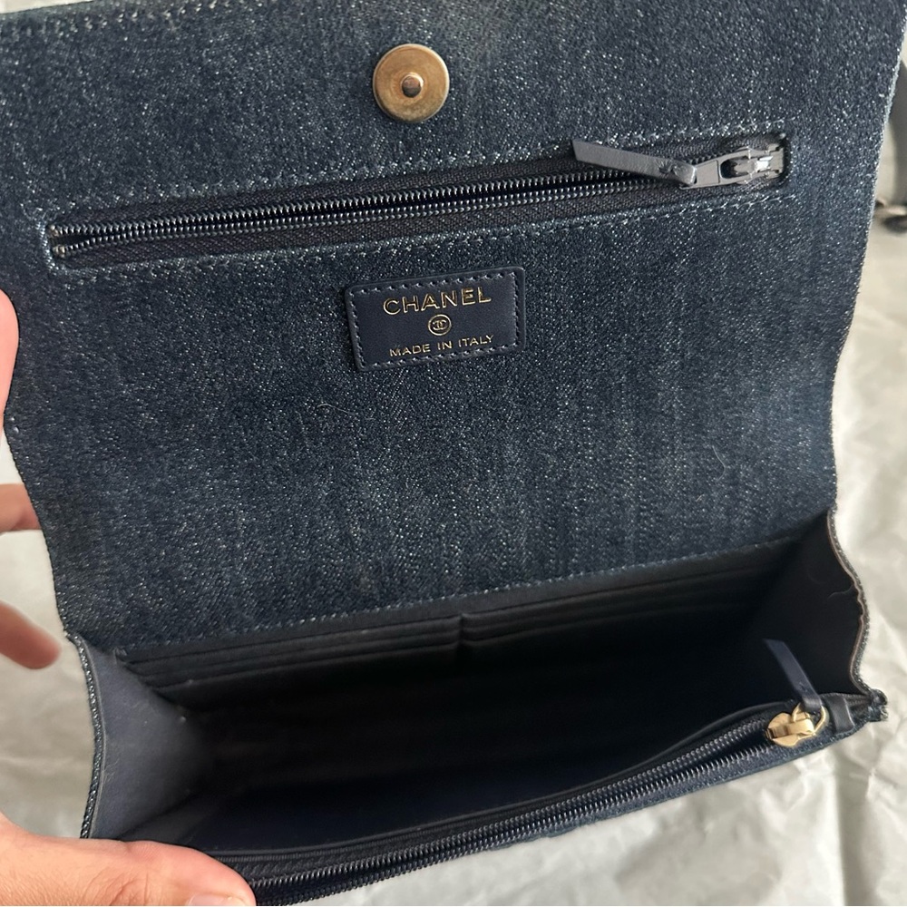 Chanel Denim Quilted Chanel 19 Wallet On Chain WOC Blue Shoulder Bag Crossbody - Picture 9 of 11